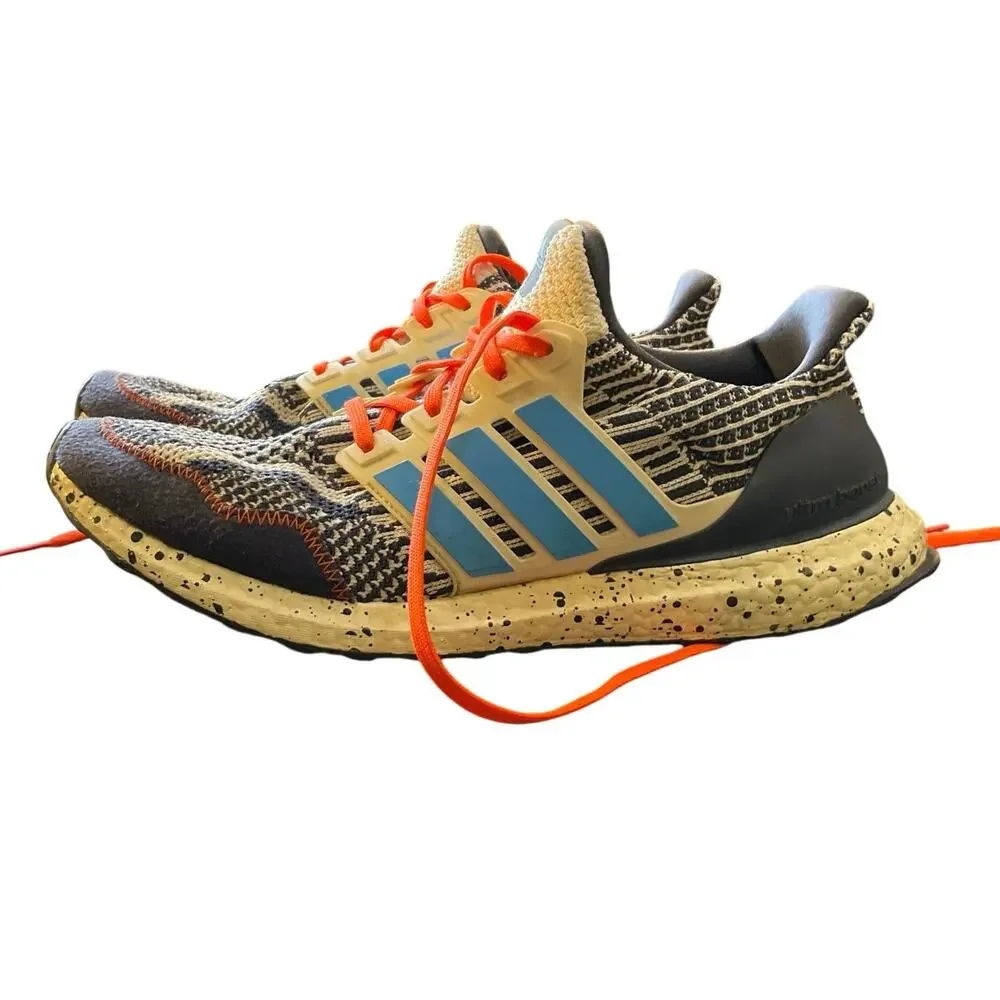 adidas Ultraboost Mens 11 Blue White Orange Primeknit Running Shoes Sneakers